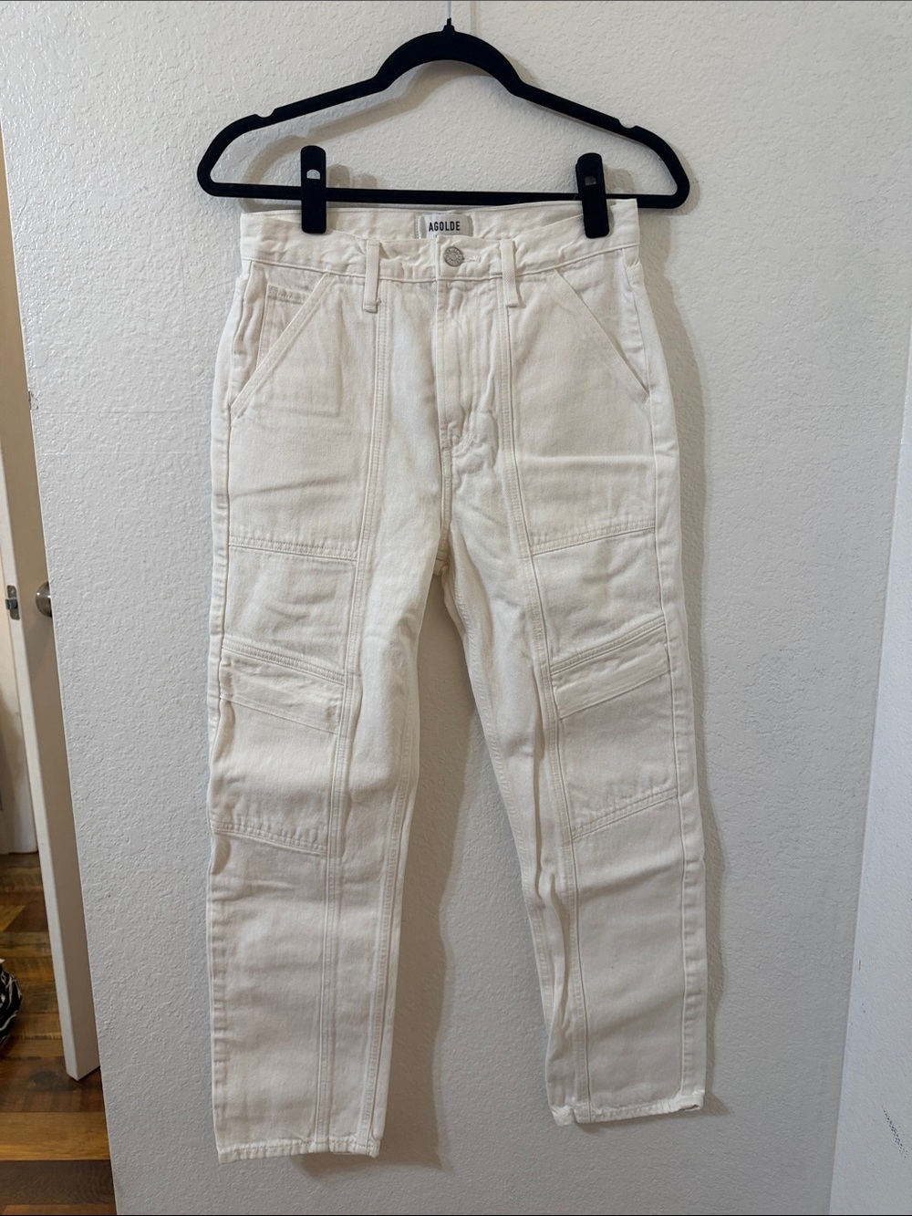 Agolde White Denim Carpenter Cargo Pants